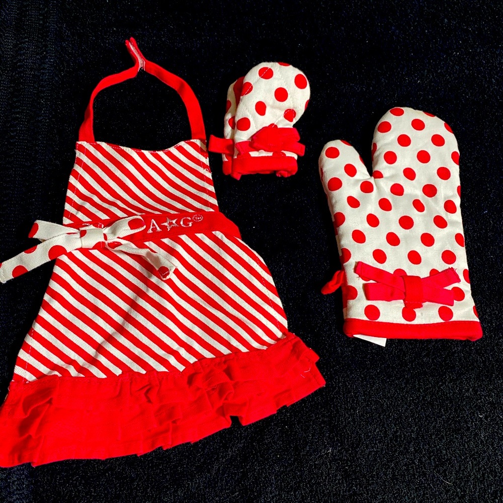 American Girl Apron and oven mitts.